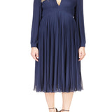 Michael Michael Kors Pleated Midi Dress Blue