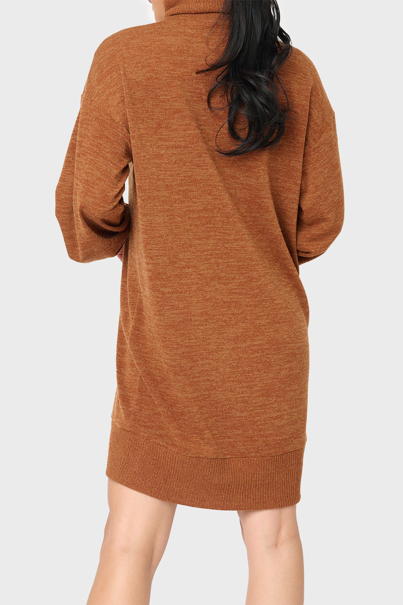Blouson Sleeve Turtleneck Sweater Dress
