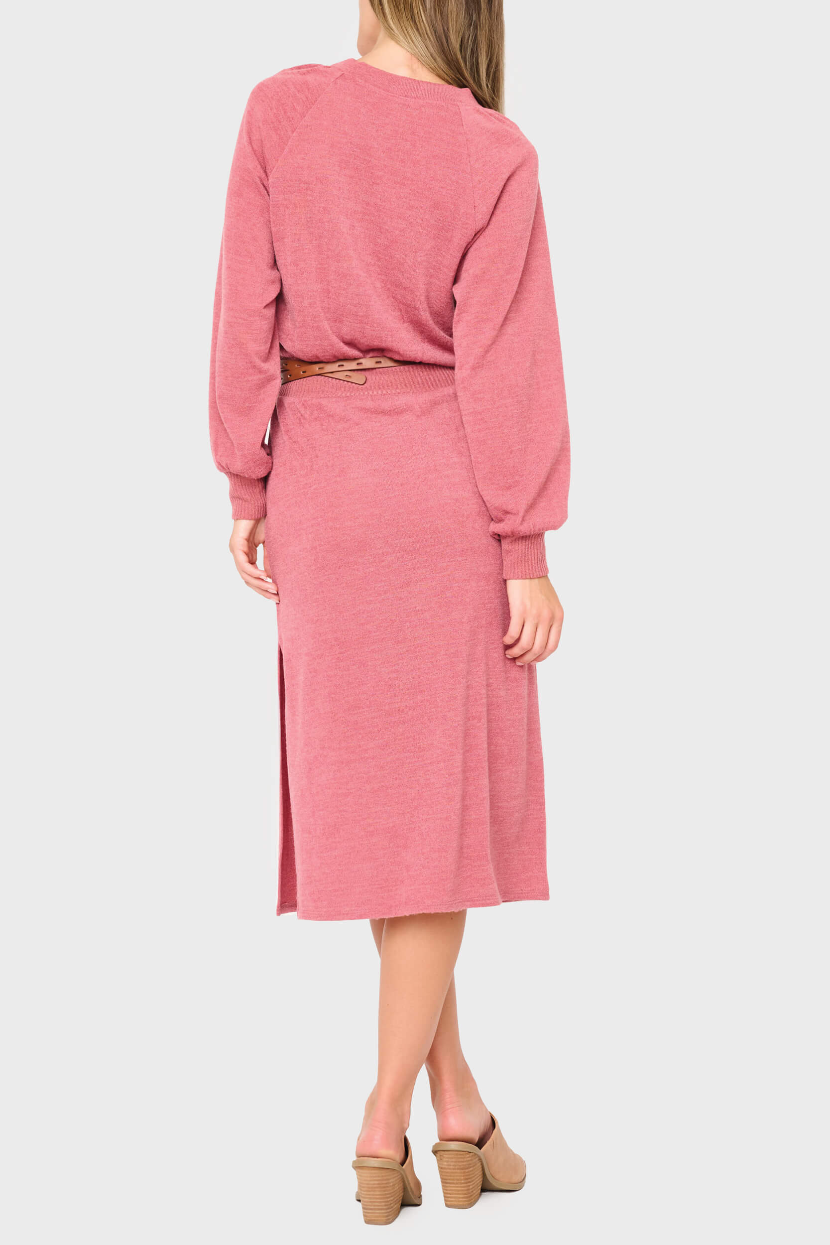 Long Sleeve V-neck Midi Sweater Dress