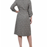 3/4 Roll Tab Sleeve Belted Shirtdress