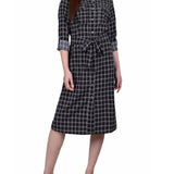 3/4 Roll Tab Sleeve Belted Shirtdress