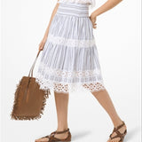 Michael Michael Kors Striped Eyelet Skirt Blue Size 14
