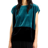 Alfani Women's Velvet Colorblocked Top Black Size Large
