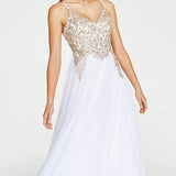 Say Yes To The Prom Juniors' Embroidered Lace-Up Gown Yellow Size 1