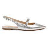 Jewel Badgley Mischka Women's Bambi Flats Silver Size 8.5M