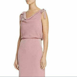Adrianna Papell Women's Blouson Cowlneck Gown Pink Size 6