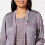 R & M Richards Women's Plus Size Shift Dress & Metallic Jacket Silver Size 20W