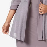 R & M Richards Women's Plus Size Shift Dress & Metallic Jacket Silver Size 20W