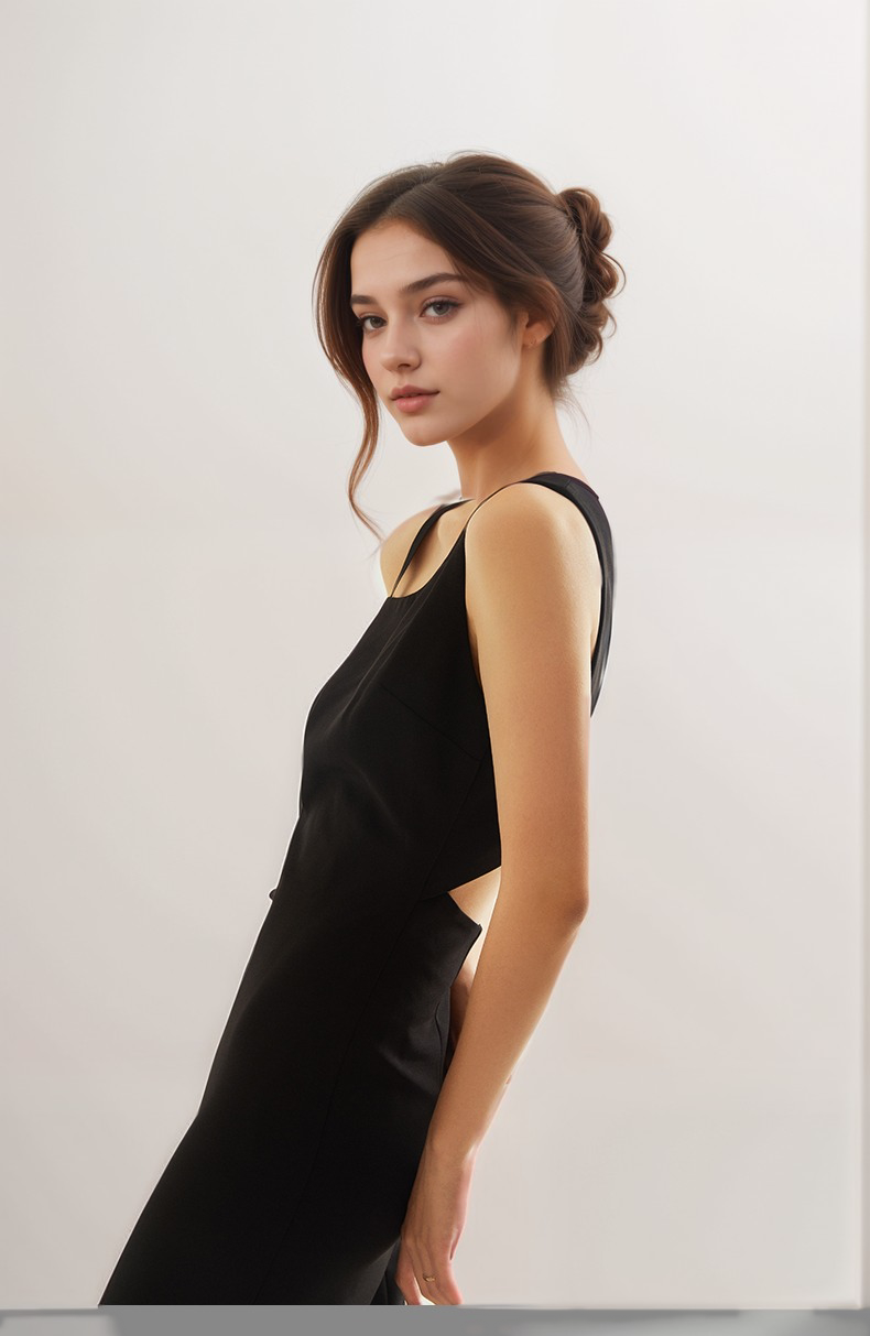 Asymmetrical Geometric Concept Hallowed Back Pencil Skirt Satin Prom Dress