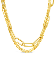 Emery Paperclip & Curb Chain Layered Necklace