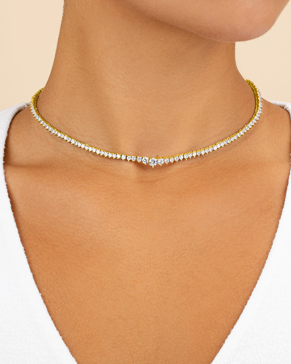 Tatum Adjustable Cz Tennis Necklace