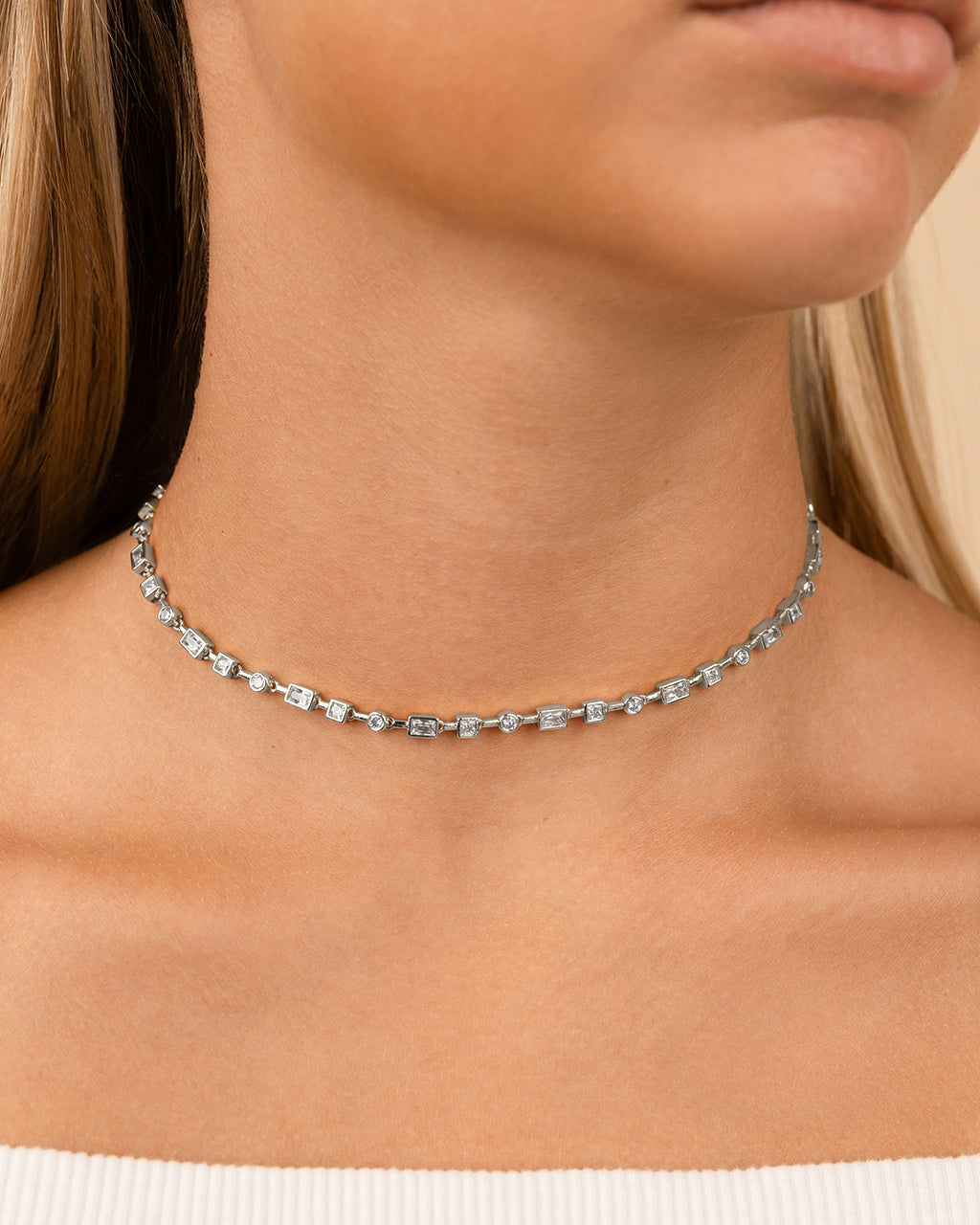 Camden Adjustable Cz Staggered Tennis Necklace