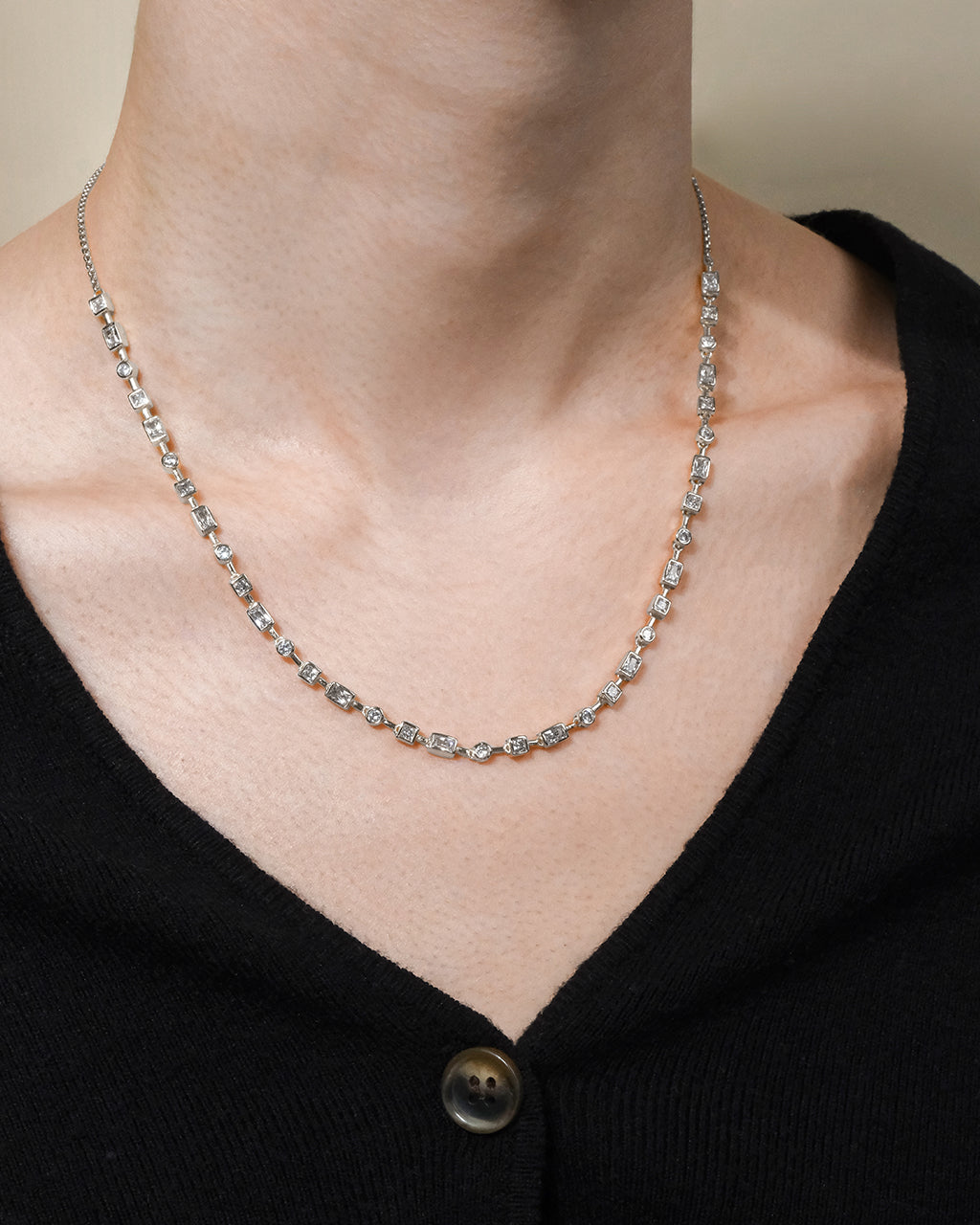 Camden Adjustable Cz Staggered Tennis Necklace