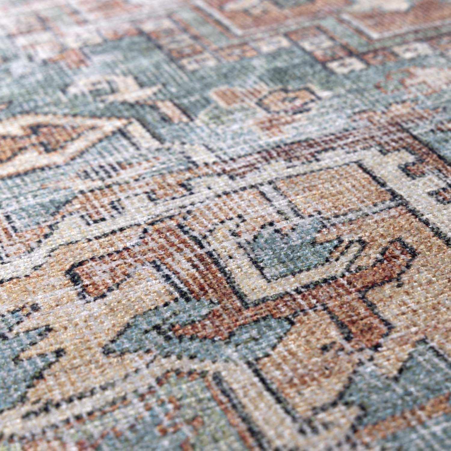 Green Nisa Tumble Dry Washable Rug