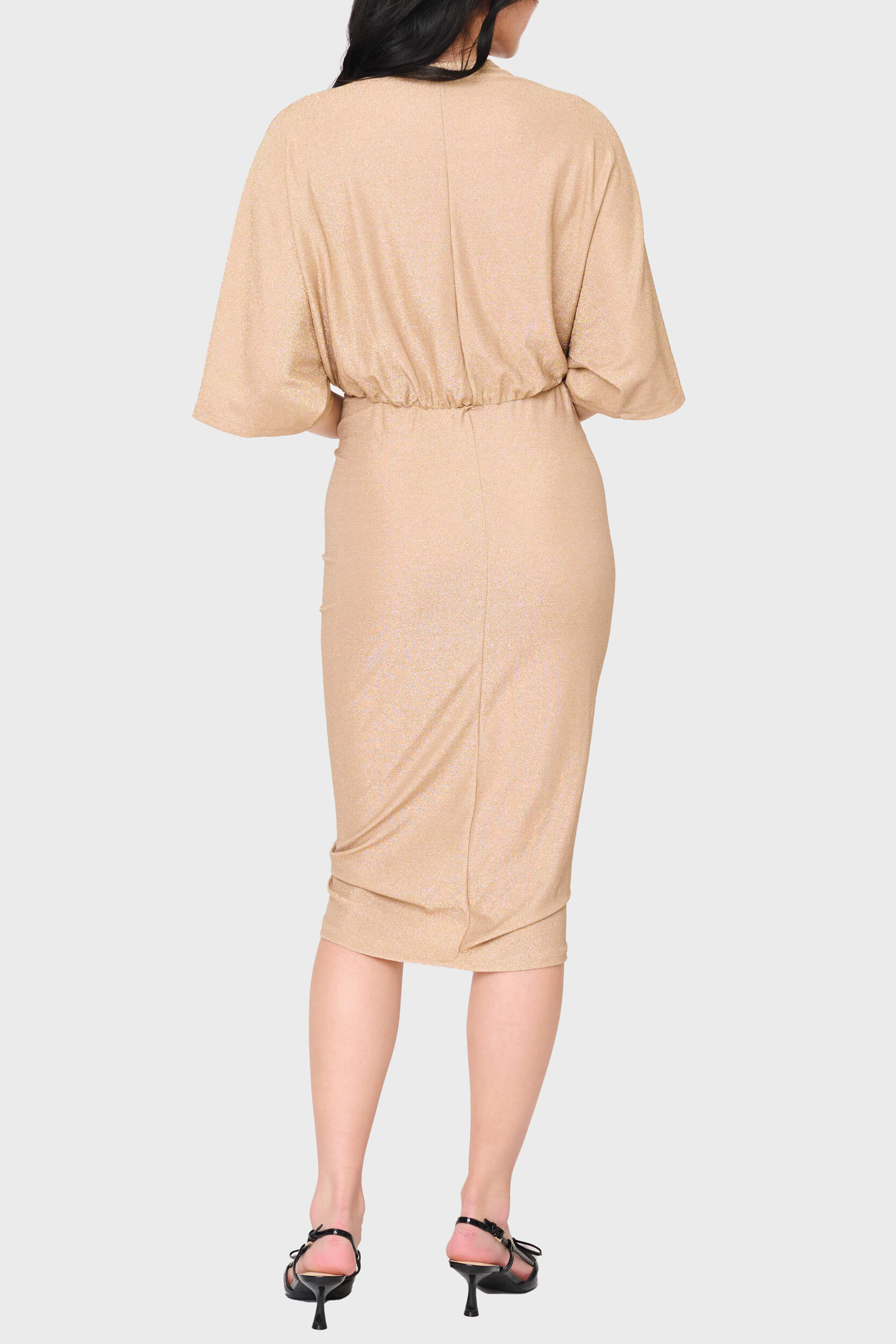 Knit Cinch Surplice Midi Dress