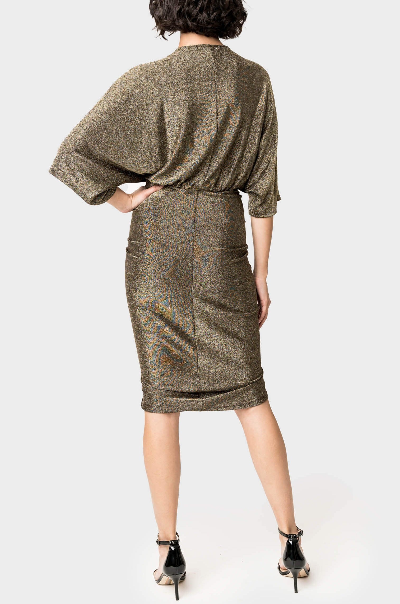 Knit Cinch Surplice Midi Dress