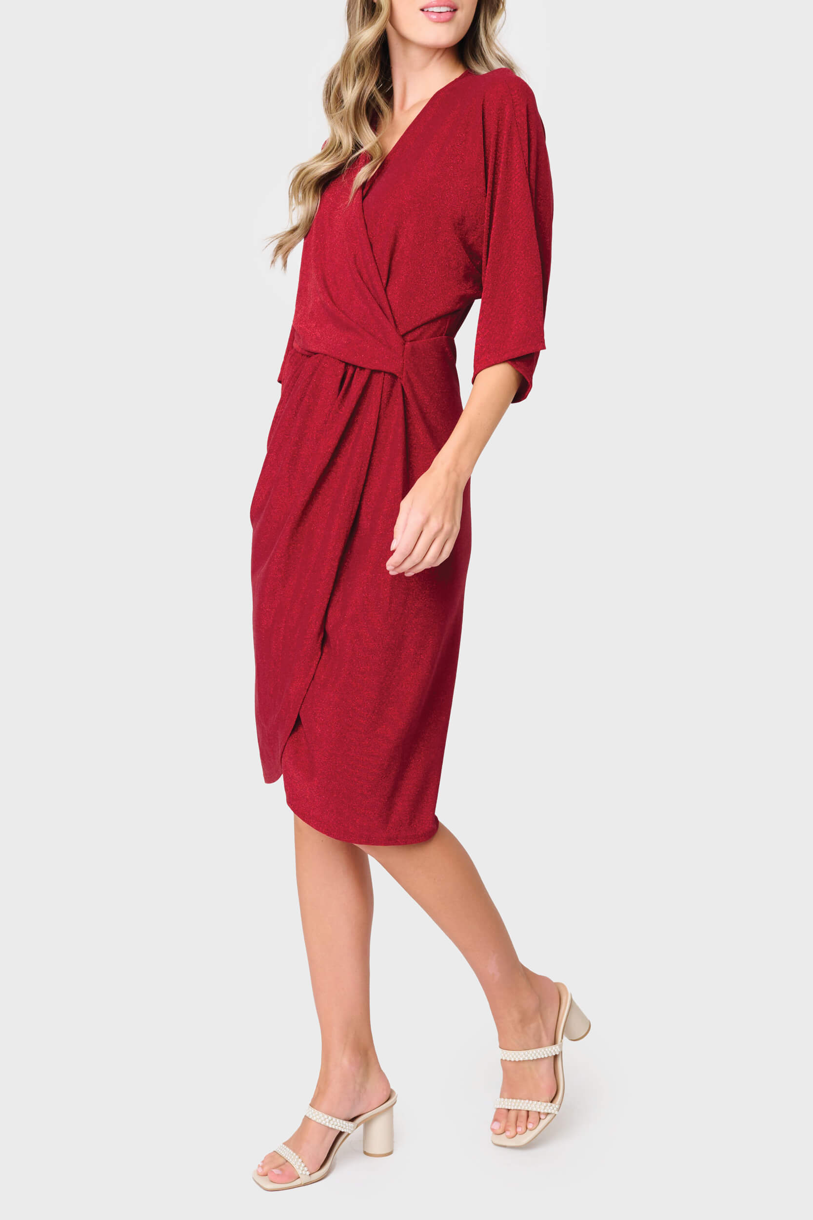 Surplice Wrap Dress In Shimmer Knit