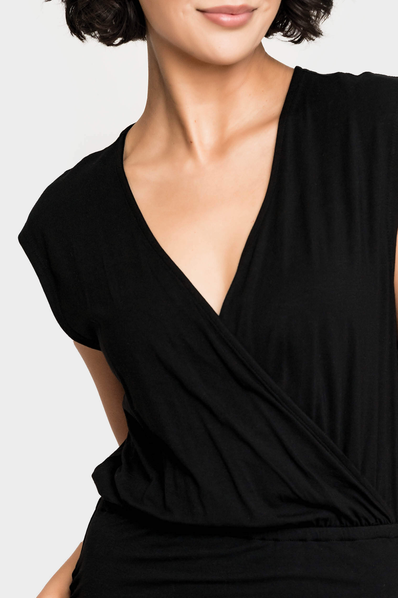 Work It Surplice Rouched Knit Dress