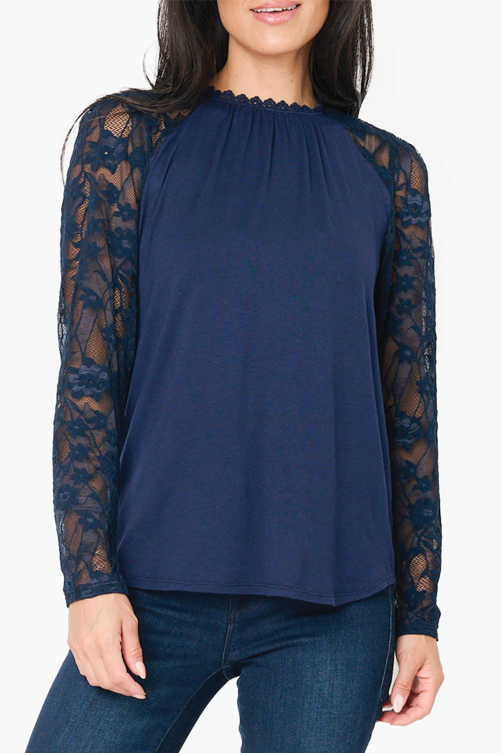 Cyndi Mixed Knit Lace Top
