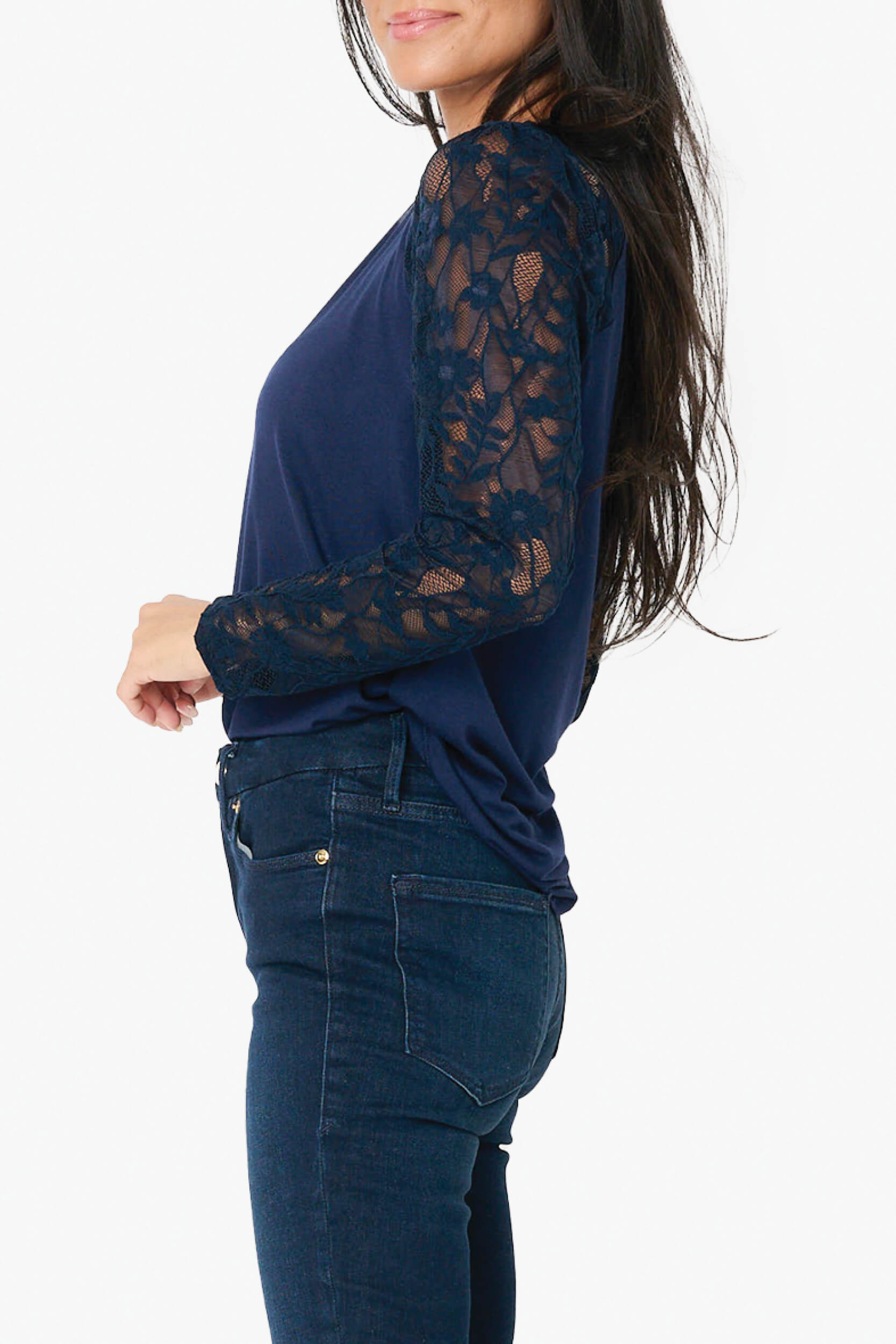 Cyndi Mixed Knit Lace Top