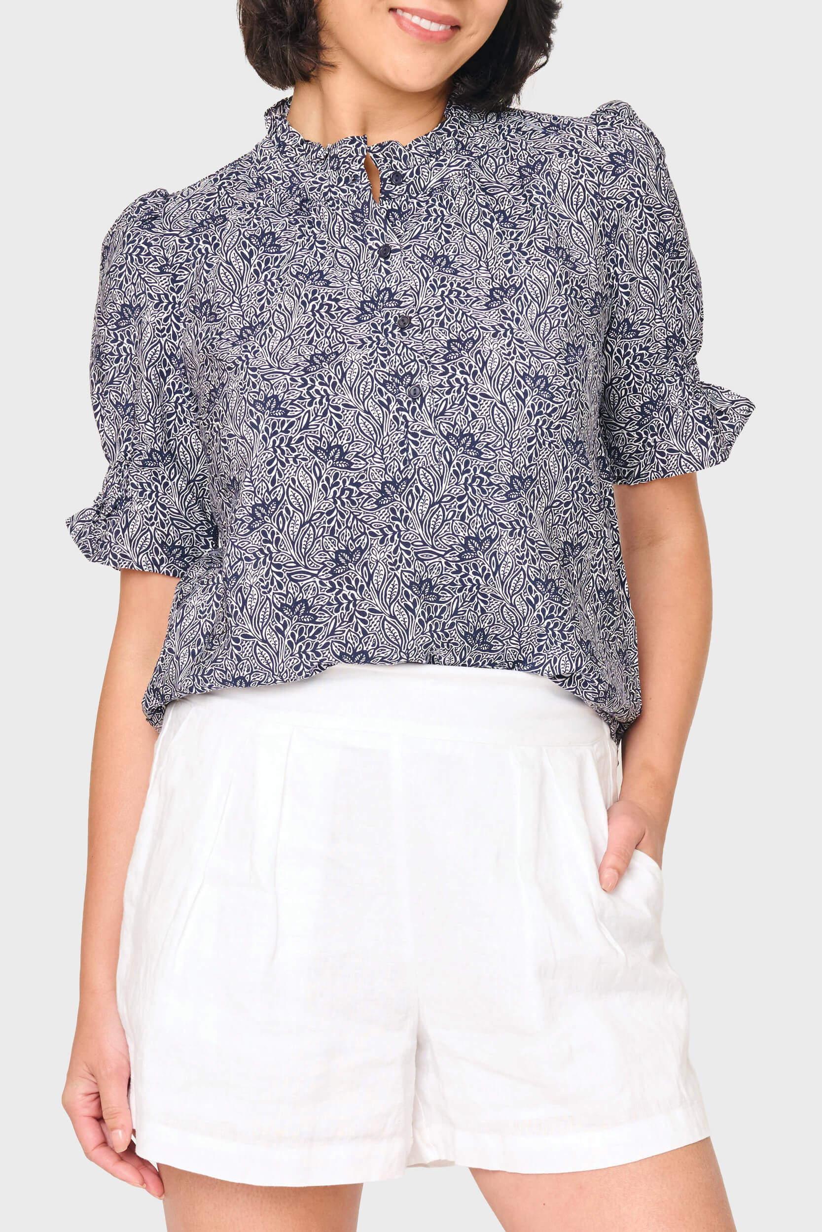 Dianthus Henley Puff Sleeve Blouse