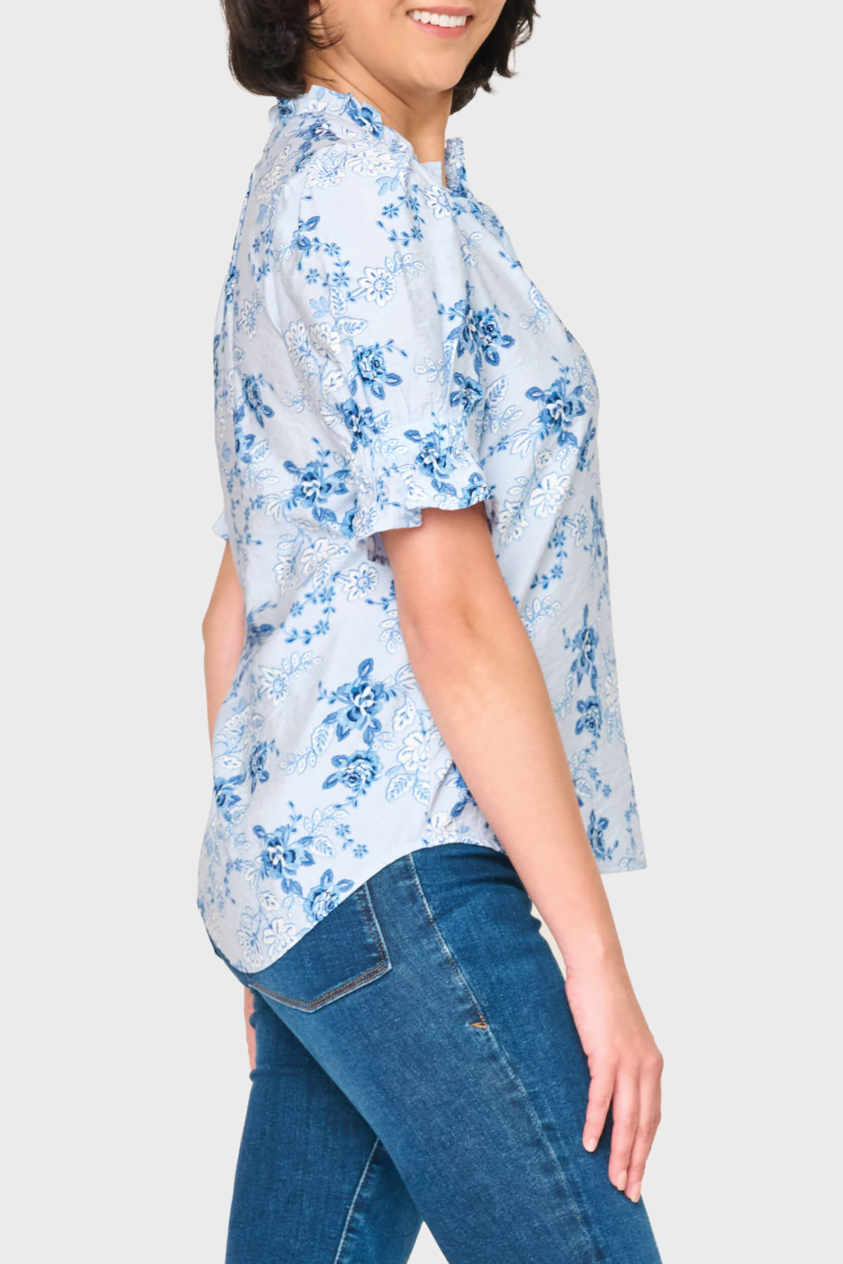 Dianthus Henley Puff Sleeve Blouse