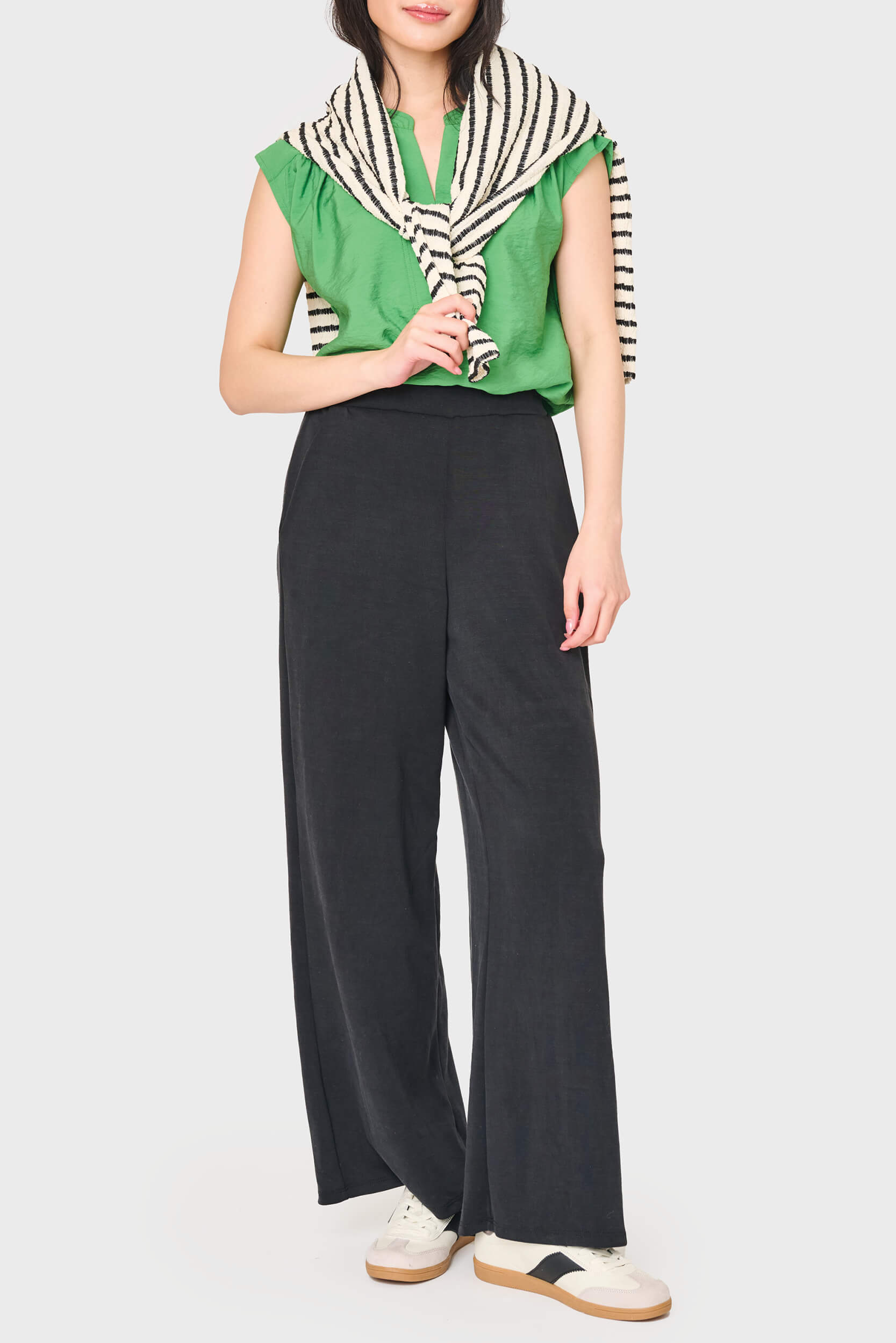 Cap Sleeve Notch Neck Blouse
