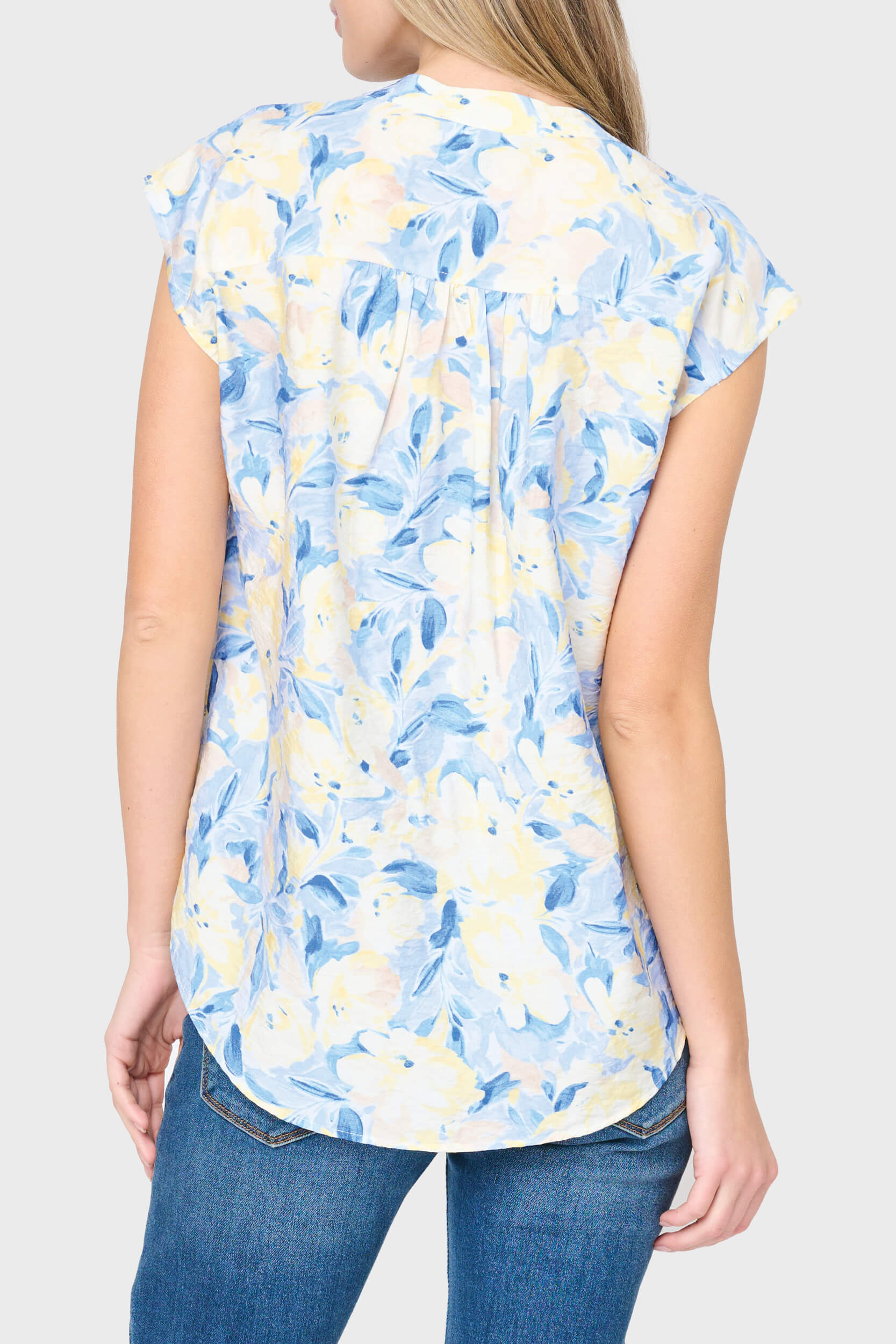 Cap Sleeve Notch Neck Blouse