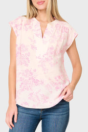Cap Sleeve Notch Neck Blouse
