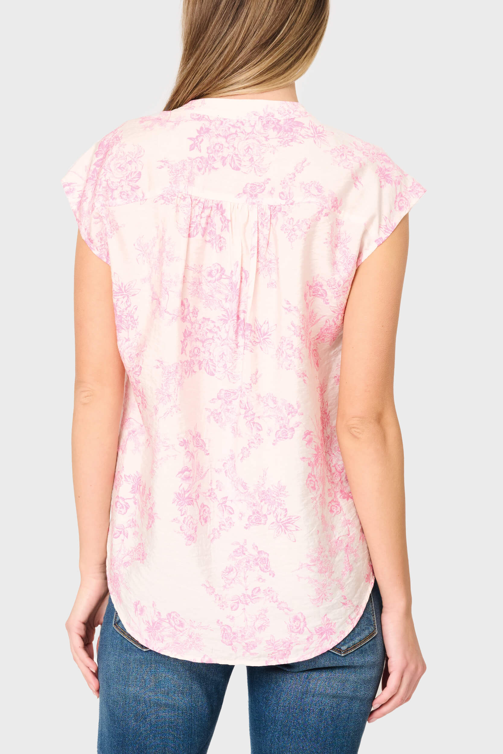 Cap Sleeve Notch Neck Blouse