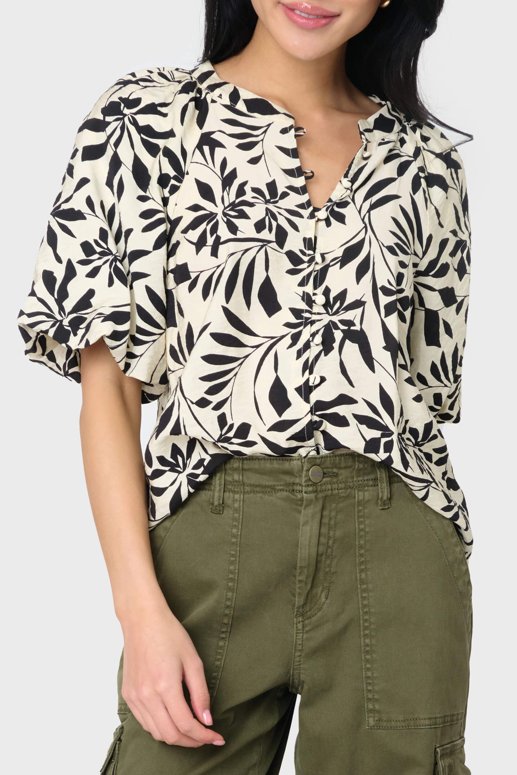 Playa Bell Sleeve Button Blouse
