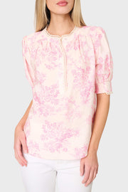 Dianthus Henley Crochet Trim Blouse