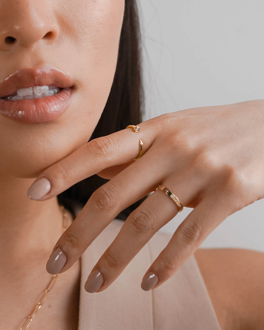 Zoe Lev Diamond Nail Cuff Ring