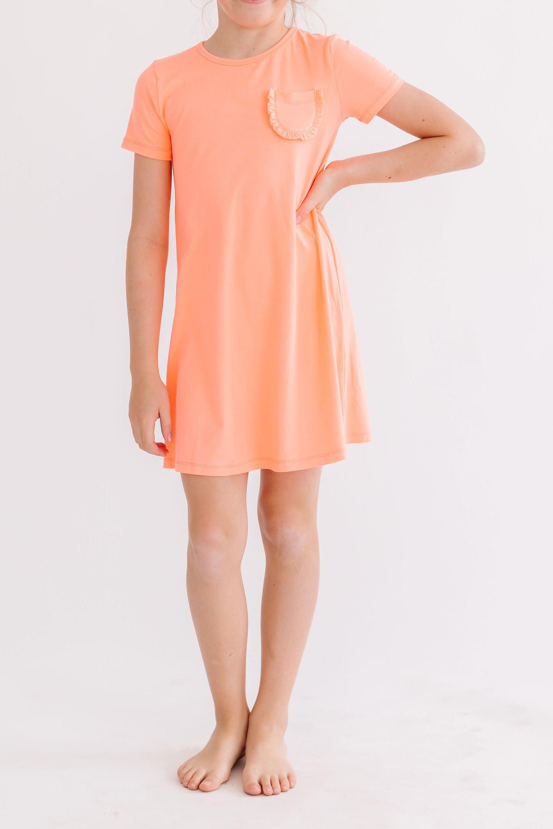 Neon Coral T-shirt Dress