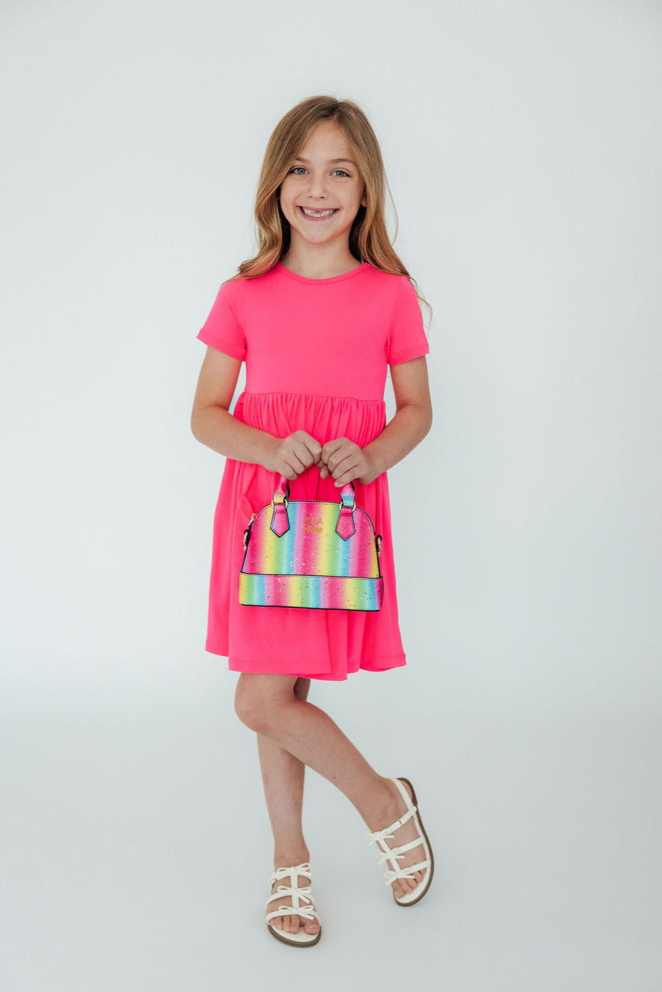 Neon Pink S/s Pocket Twirl Dress