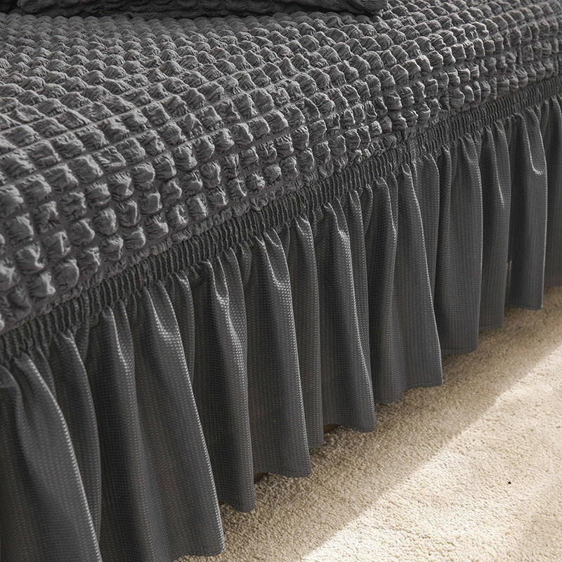 High-quality Seersucker Stretch Sofa Slipcover With Elastic Bottom And Skirt Washable Furniture Protector For Kids And Pets 1/2/3/4 Seater Options