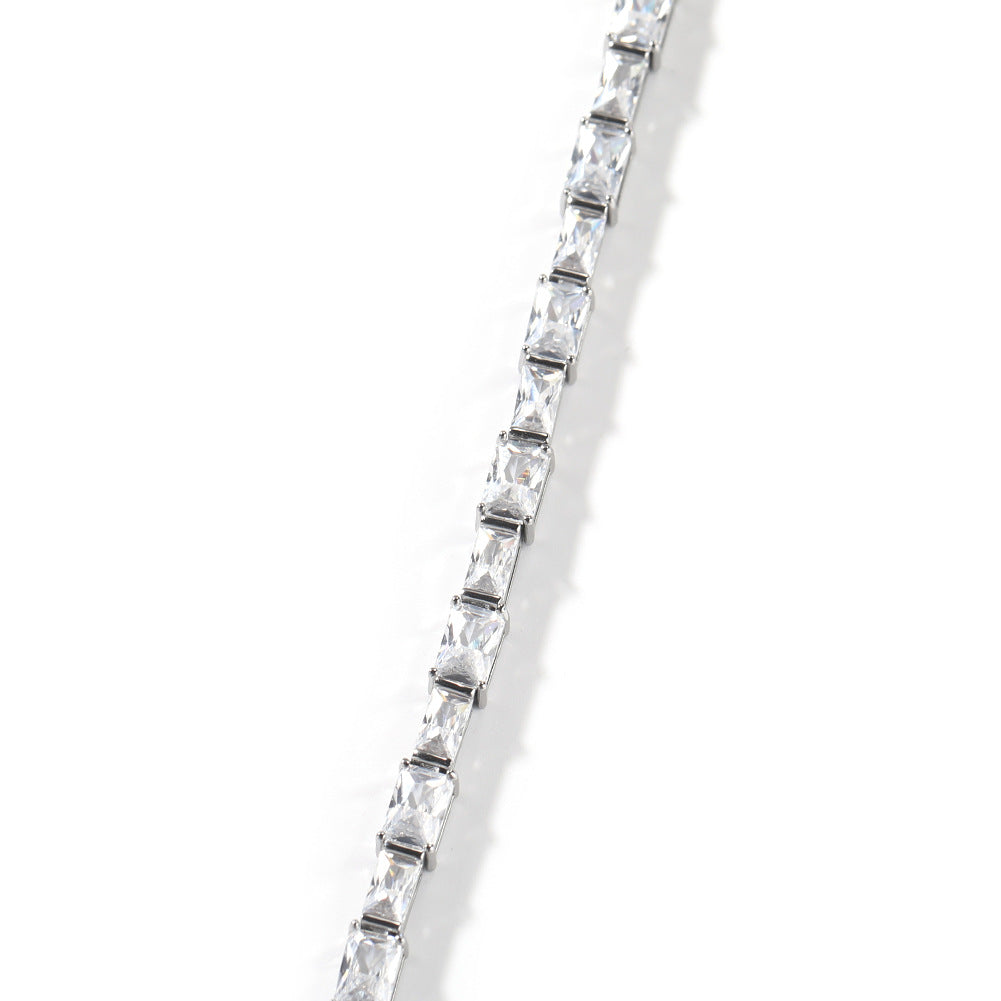 Hip-hop Zircon-encrusted Emerald Color-Matching Tennis Chain