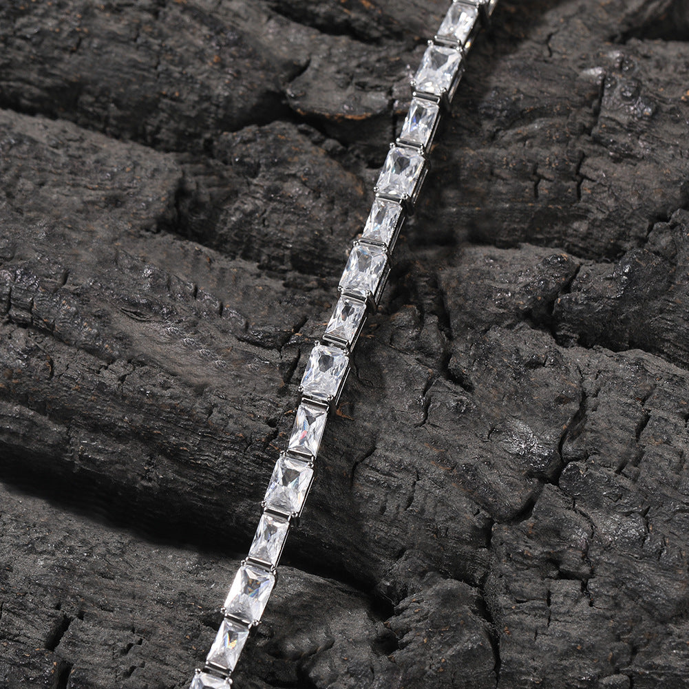 Hip-hop Zircon-encrusted Emerald Color-Matching Tennis Chain