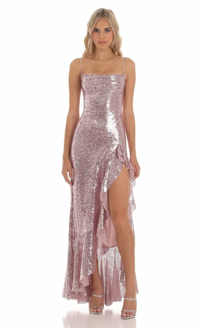 silk sling dress Sling Dress V-neck Satin Back Slit Long Skirt