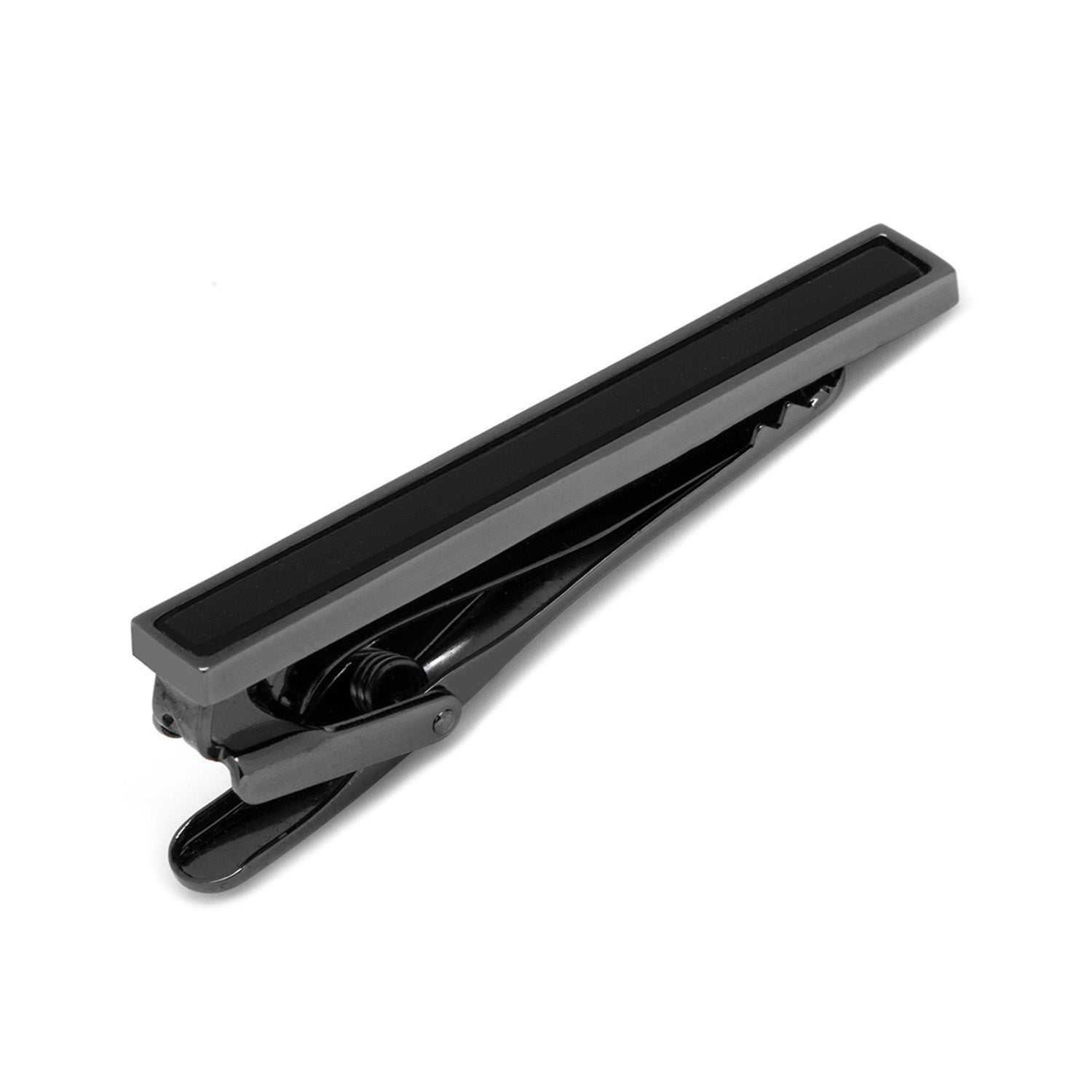 Gunmetal And Onyx Inlaid Tie Clip