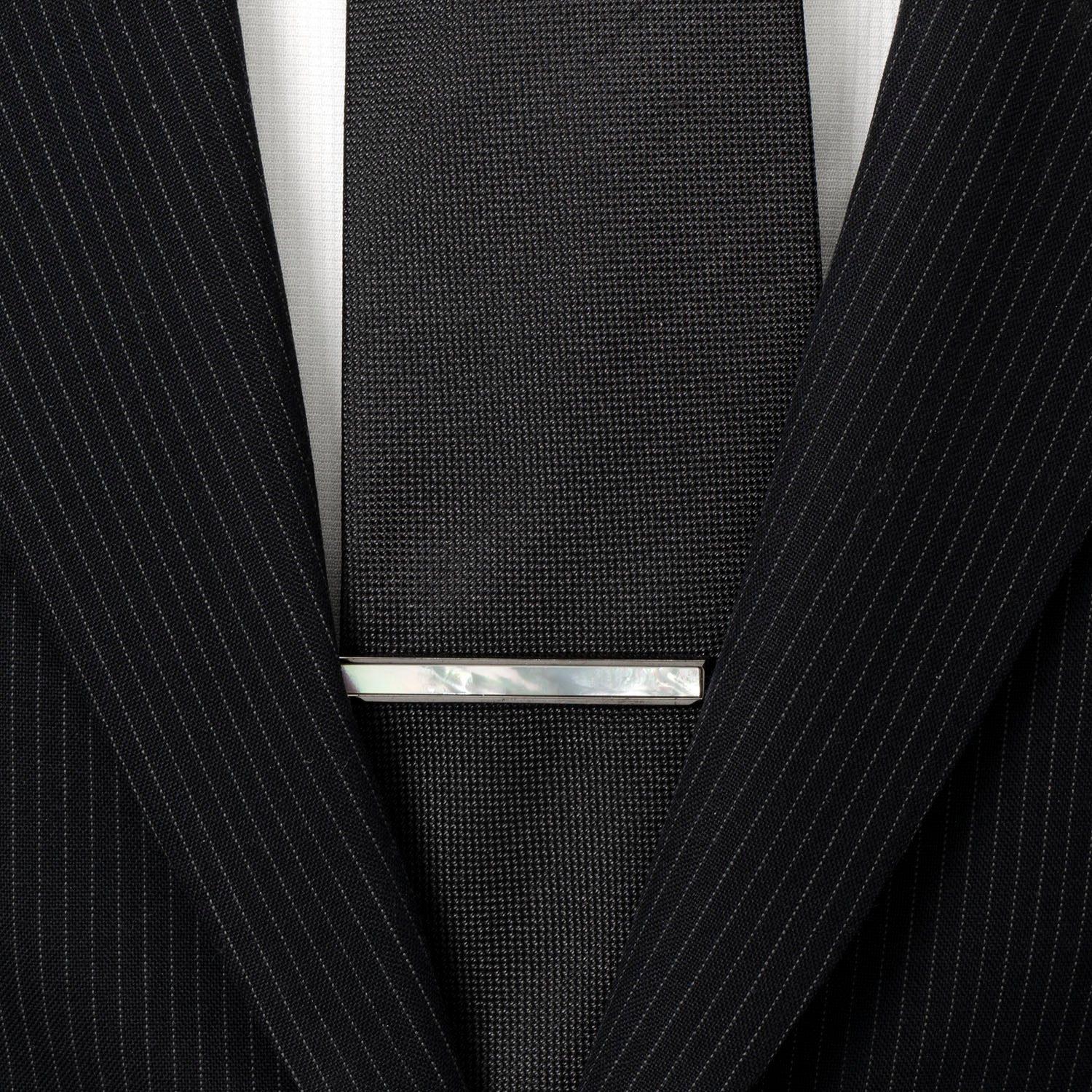 Gunmetal And Mother Of Pearl Inlaid Tie Clip