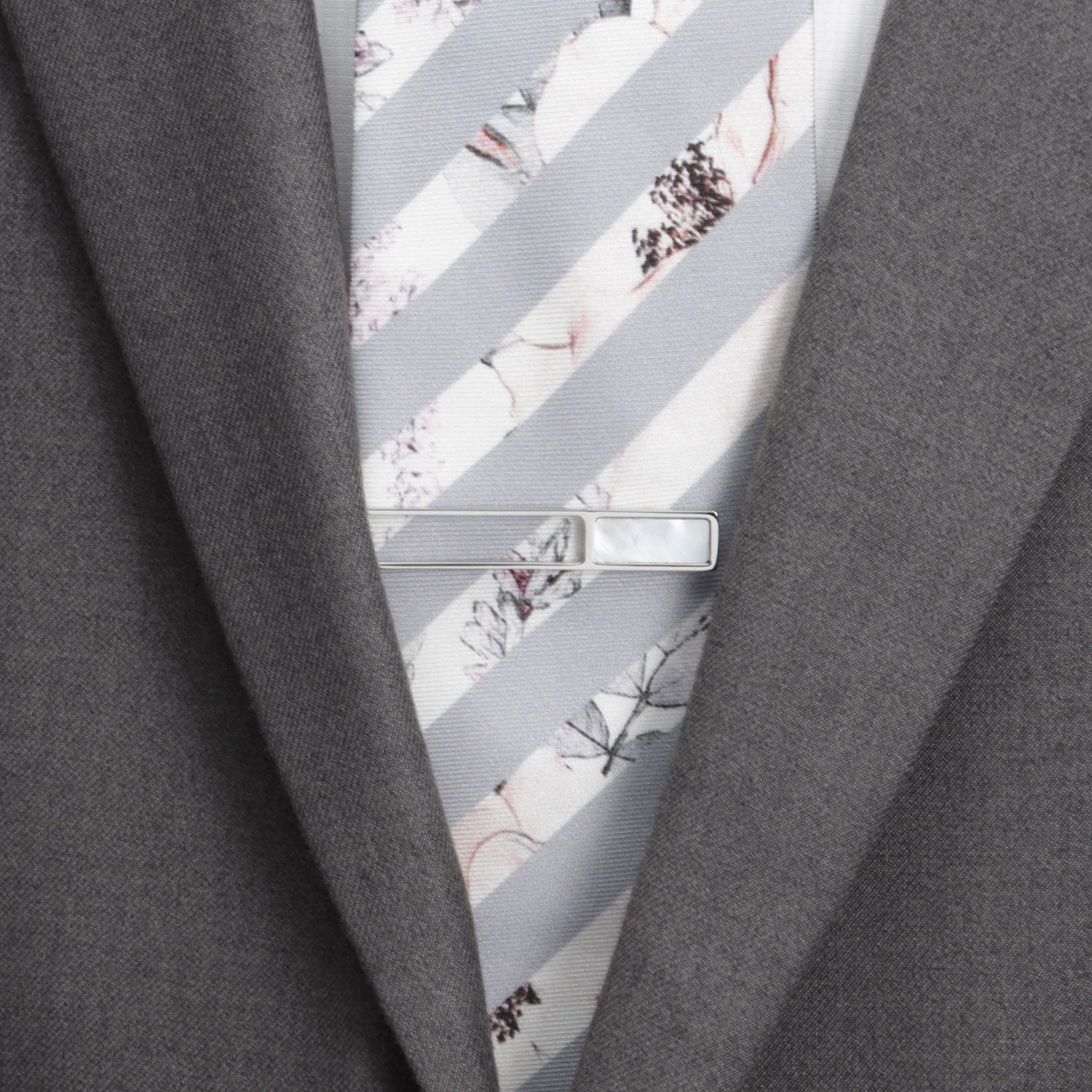 Die Cut Mother Of Pearl Stainless Steel Tie Clip