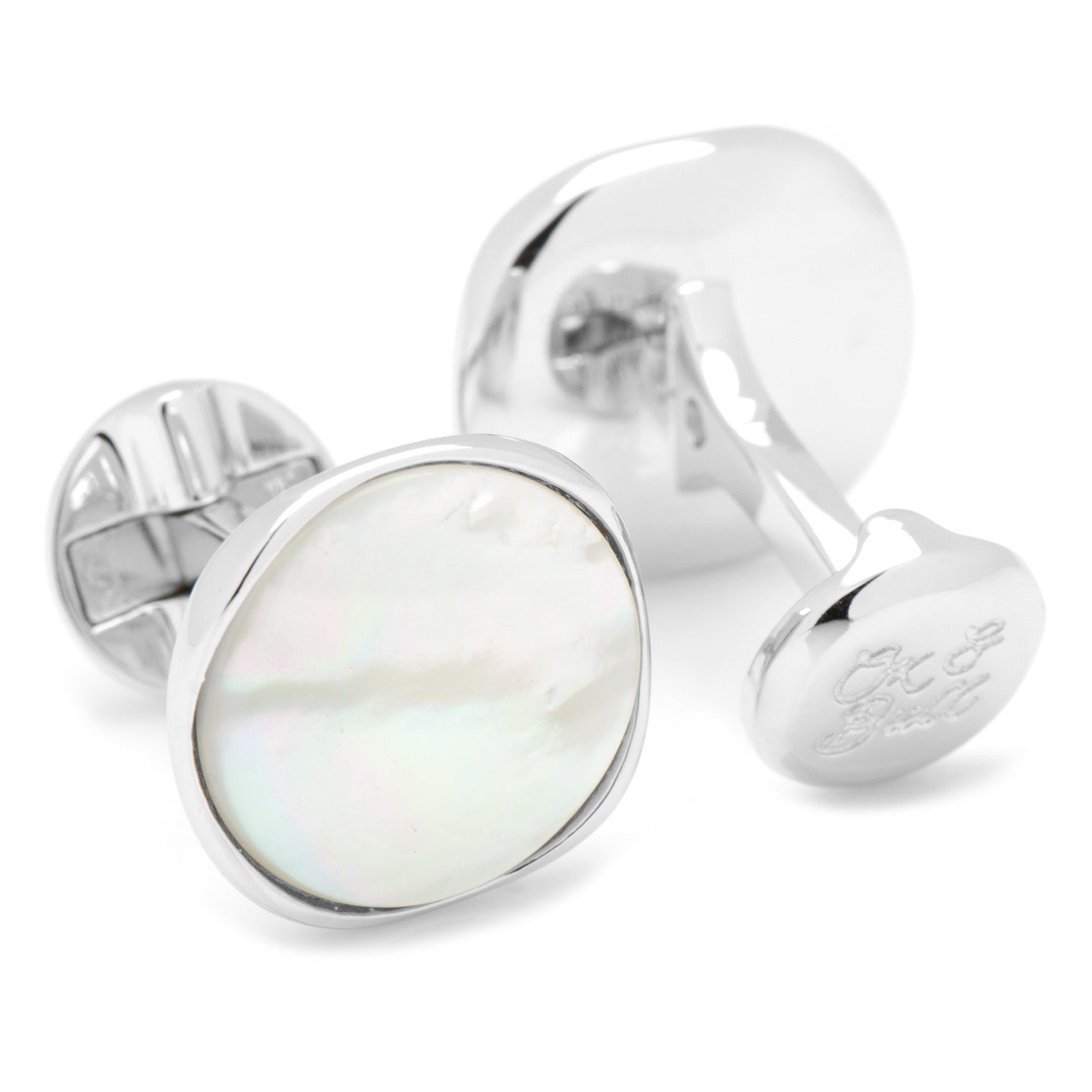 Sterling Silver Classic Formal Mother Of Pearl Cufflinks
