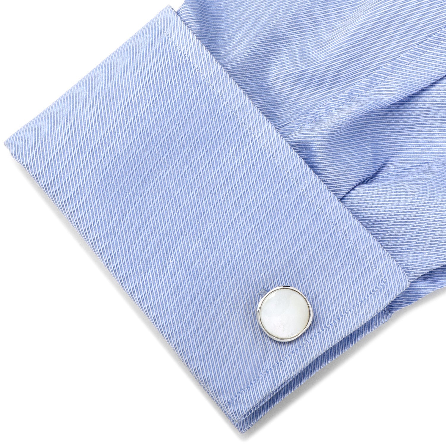 Sterling Silver Classic Formal Mother Of Pearl Cufflinks