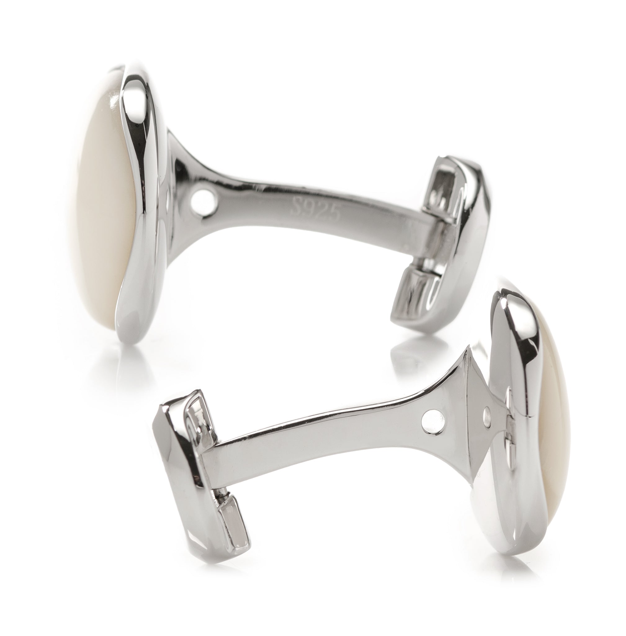 Sterling Silver Classic Formal Mother Of Pearl Cufflinks