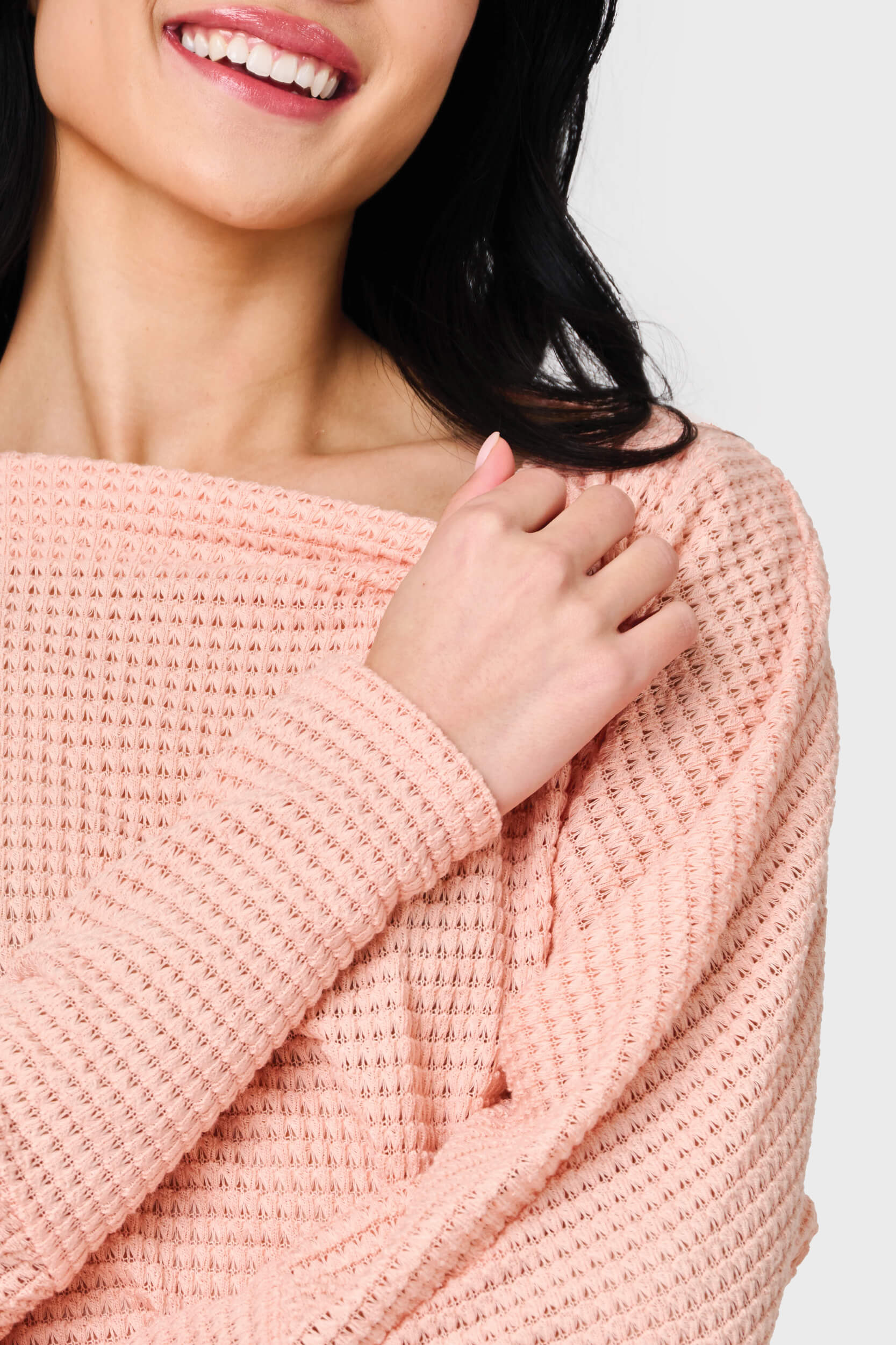 Off Shoulder Open Stitch Sweater Top