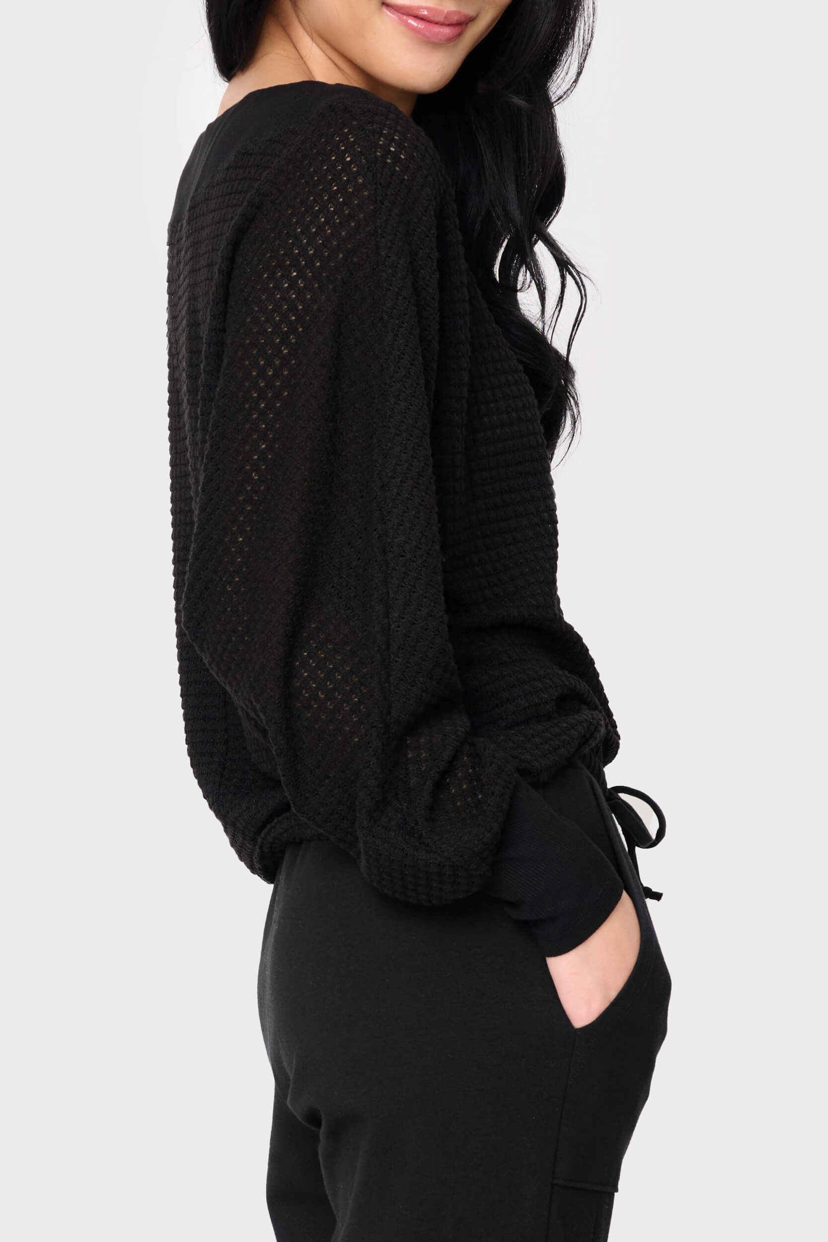 Wheels Up Open Weave Sweater
