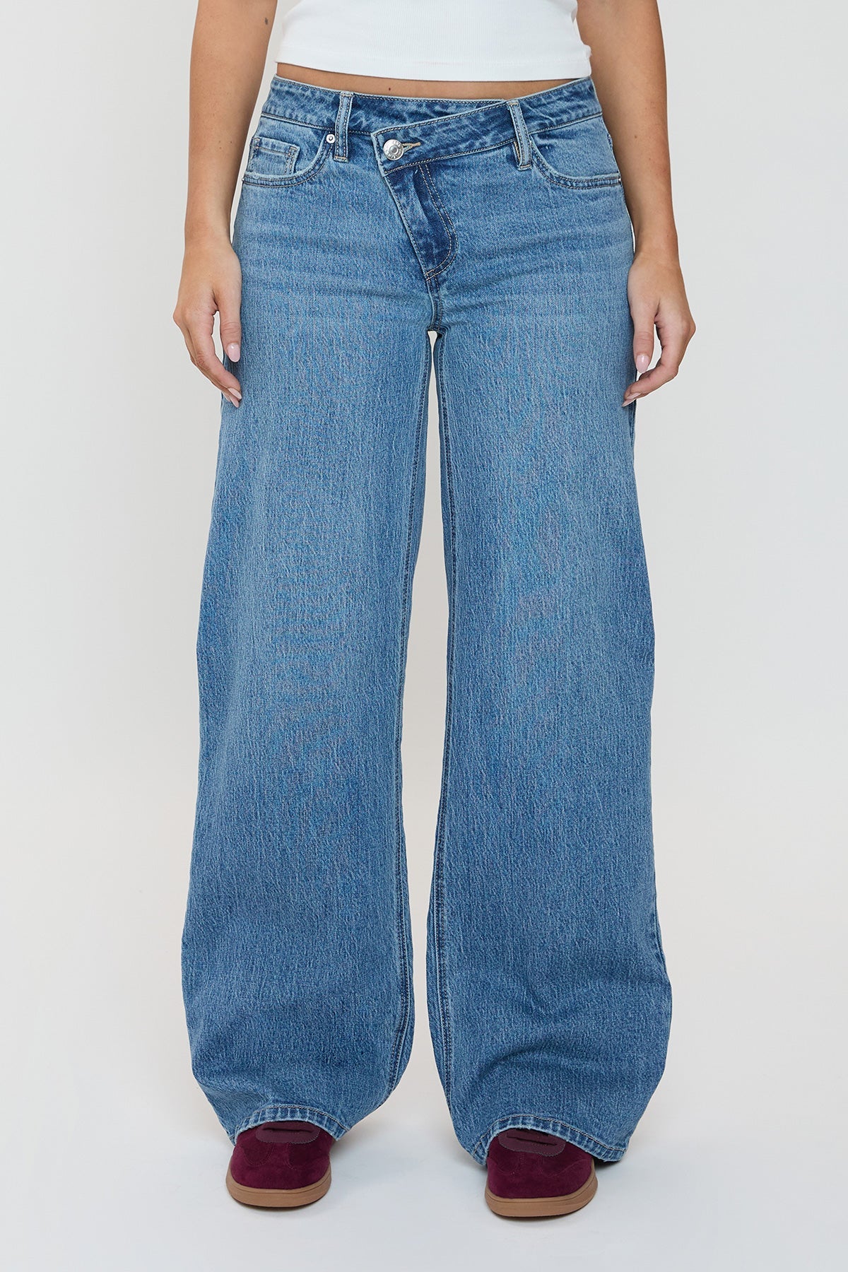 Women's Luxe Bella Asymmetrical Wide Leg Jeans