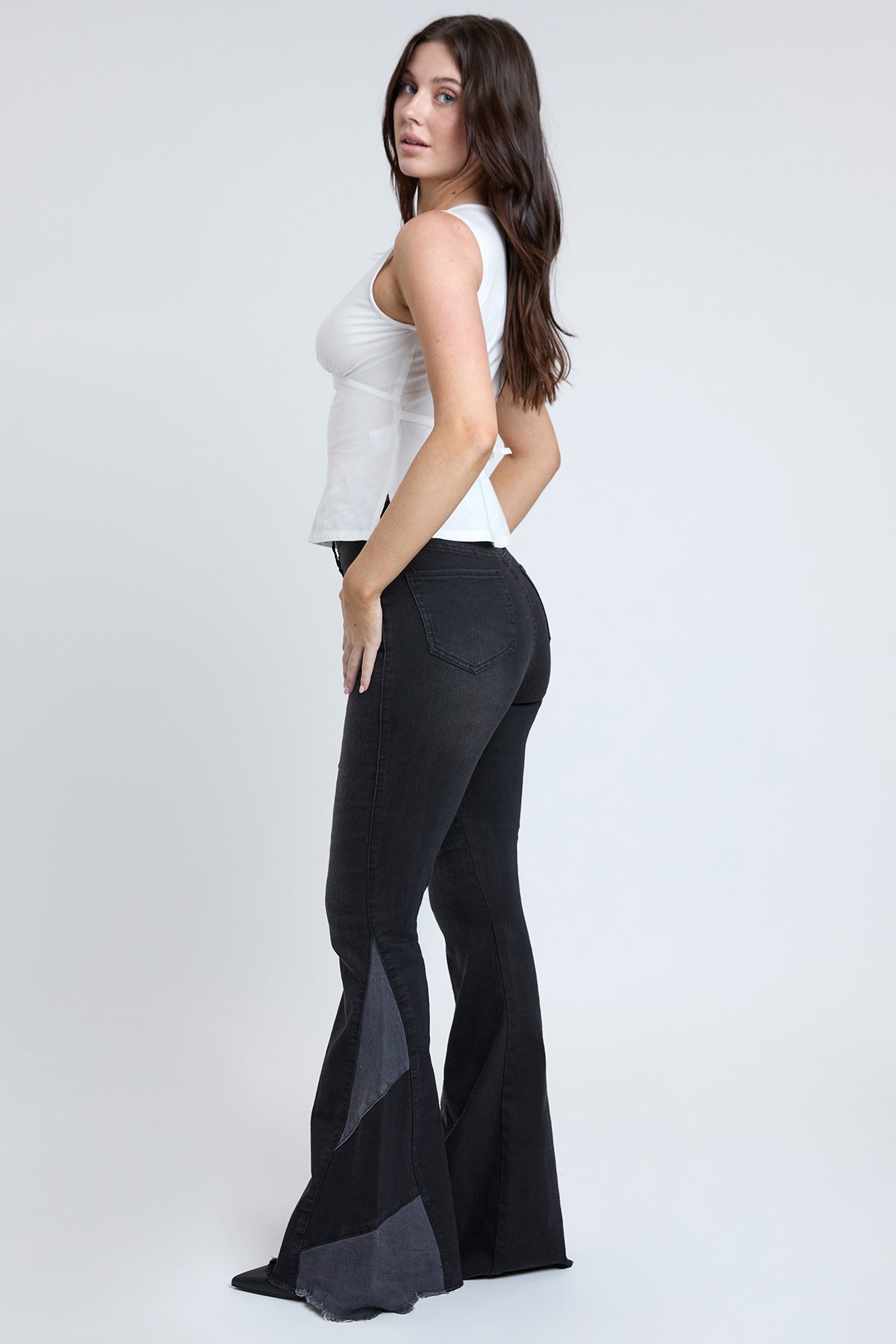 Women's Block Panel Flare Jeans