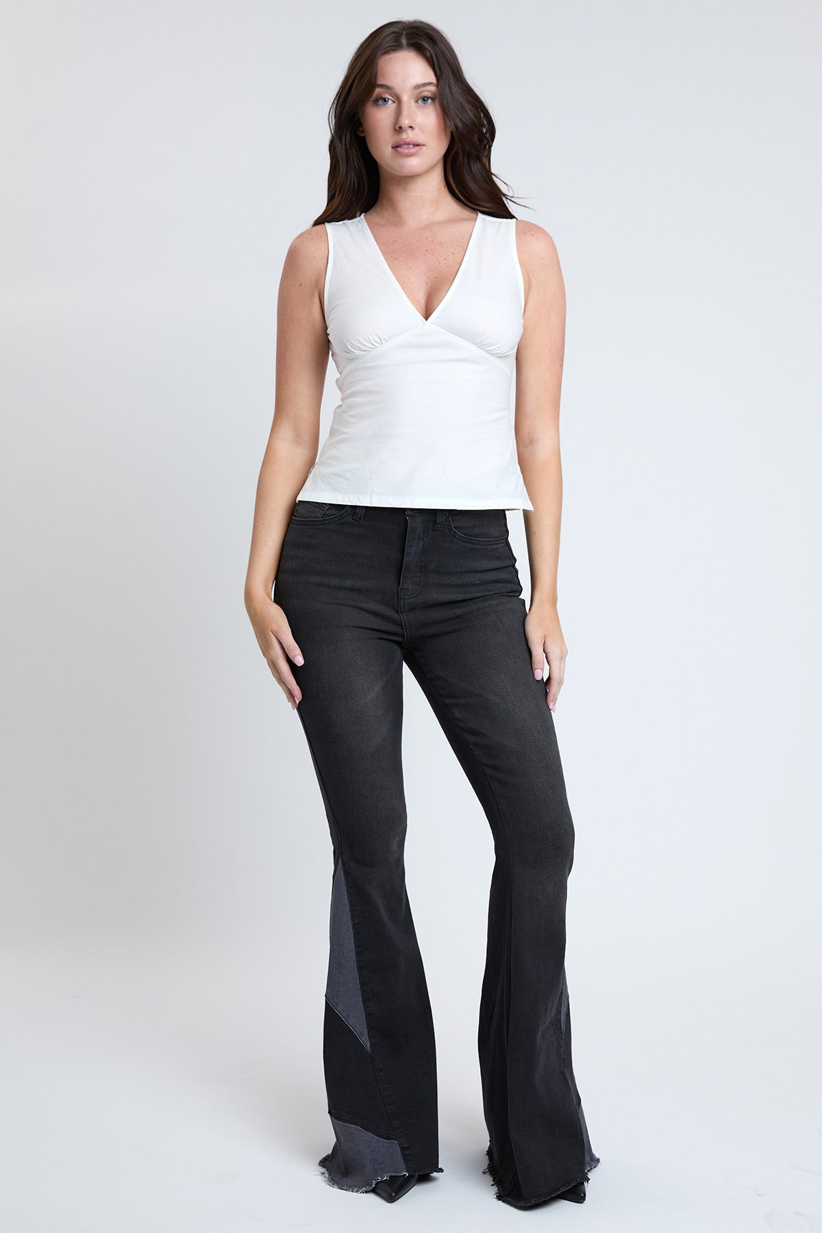 Women's Block Panel Flare Jeans